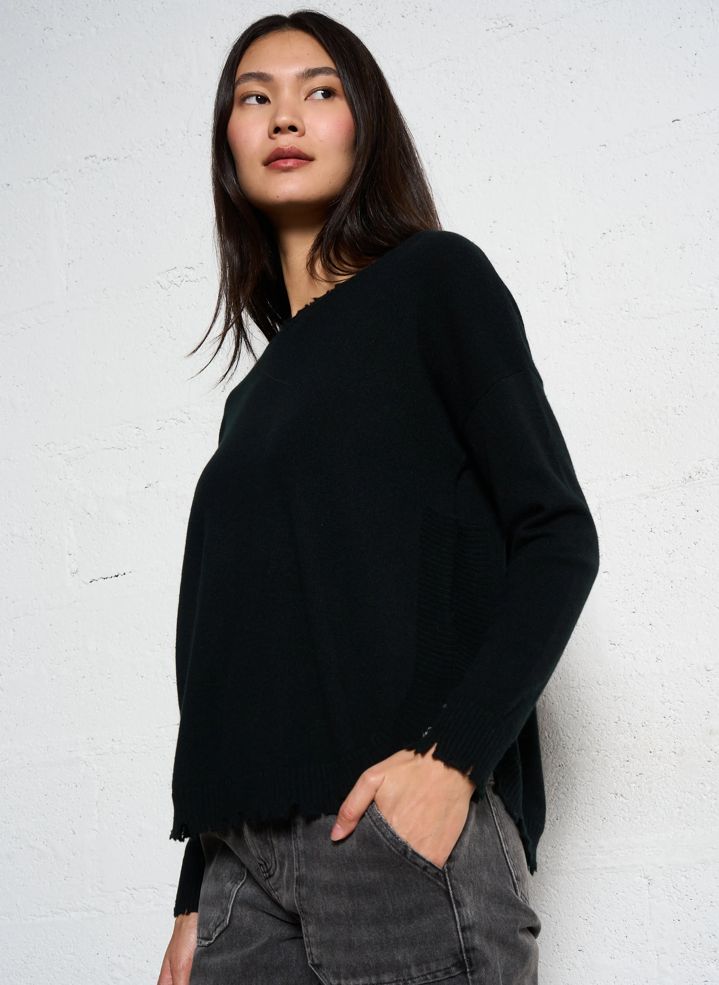 KUJTEN   MELA - Maglione oversize in maglia cashmere | Nero