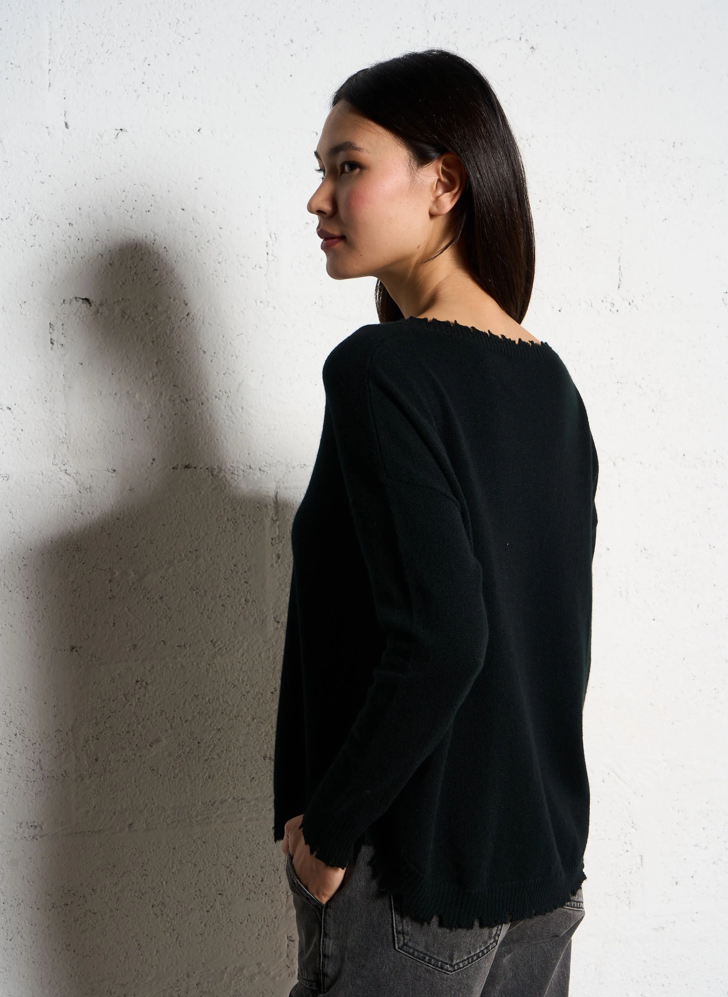  KUJTEN   MELA - Maglione oversize in maglia cashmere | Nero
