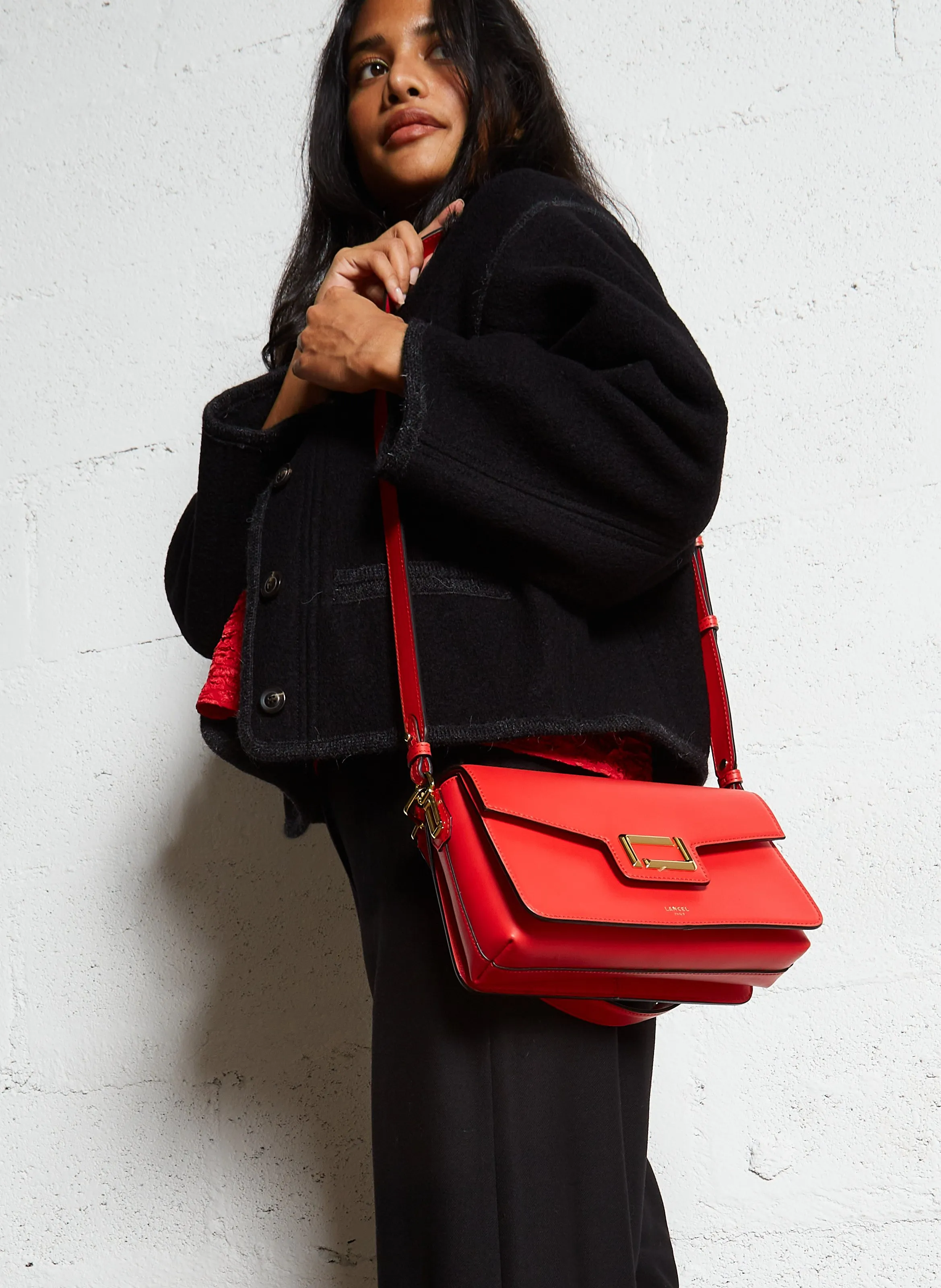  LANCEL   ANGELE M - Borsa a tracolla con patella in pelle | Rosso