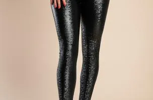 Leggings alla moda in similpelle, neri