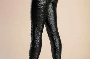 Leggings alla moda in similpelle, neri