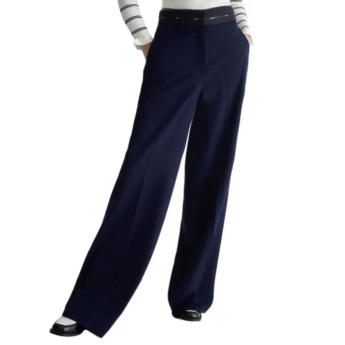 Liu Jo Pantaloni A Palazzo Con Cinta Sartoriale Blu