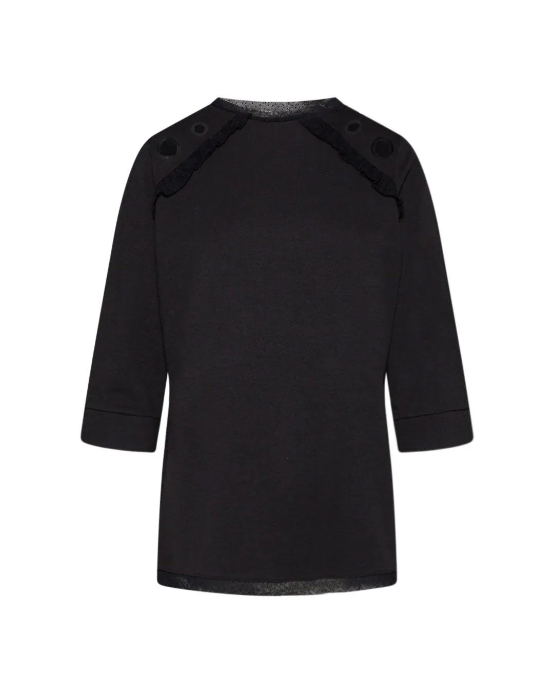 Maglia con rouches in tulle NERO