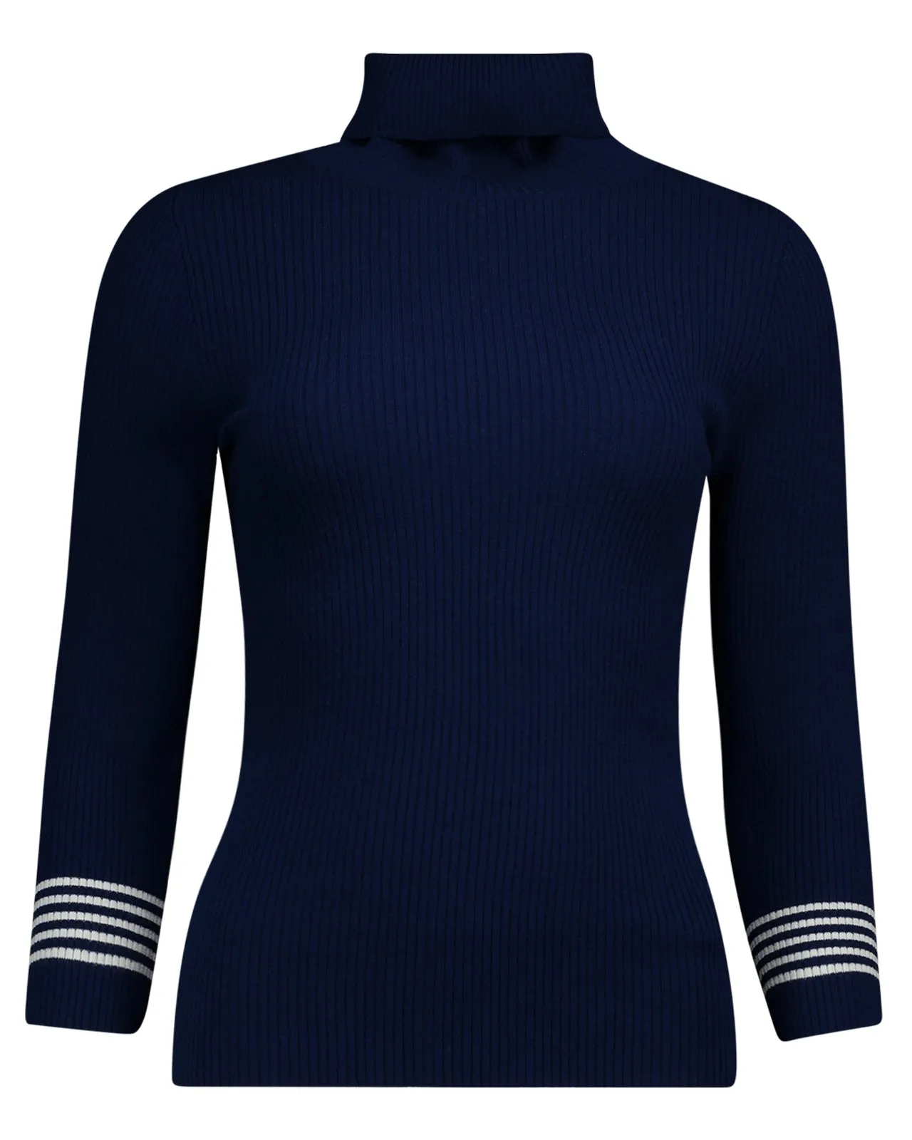 Maglia dolcevita costine blu