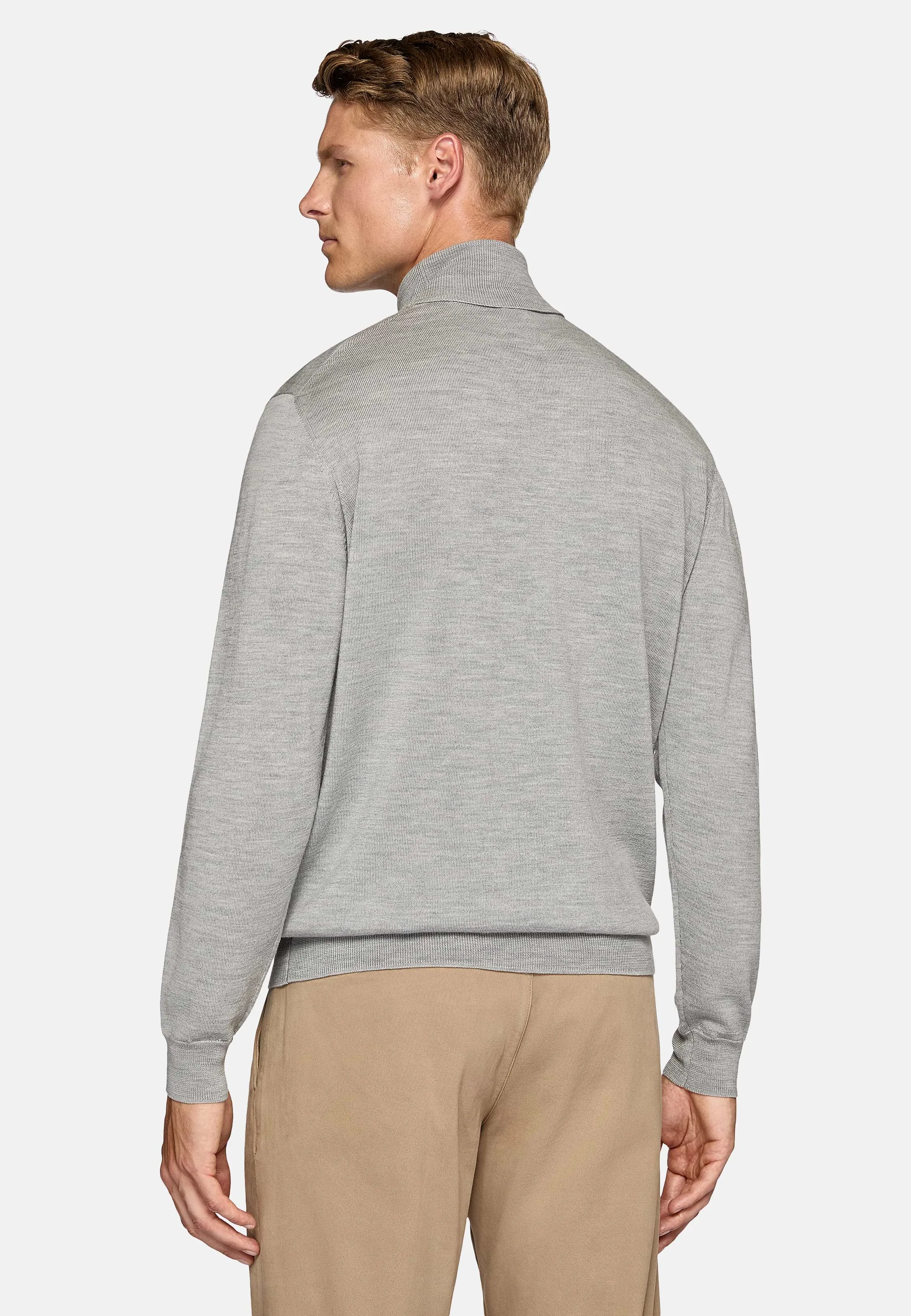 Maglia Dolcevita Grigia In Lana Merino