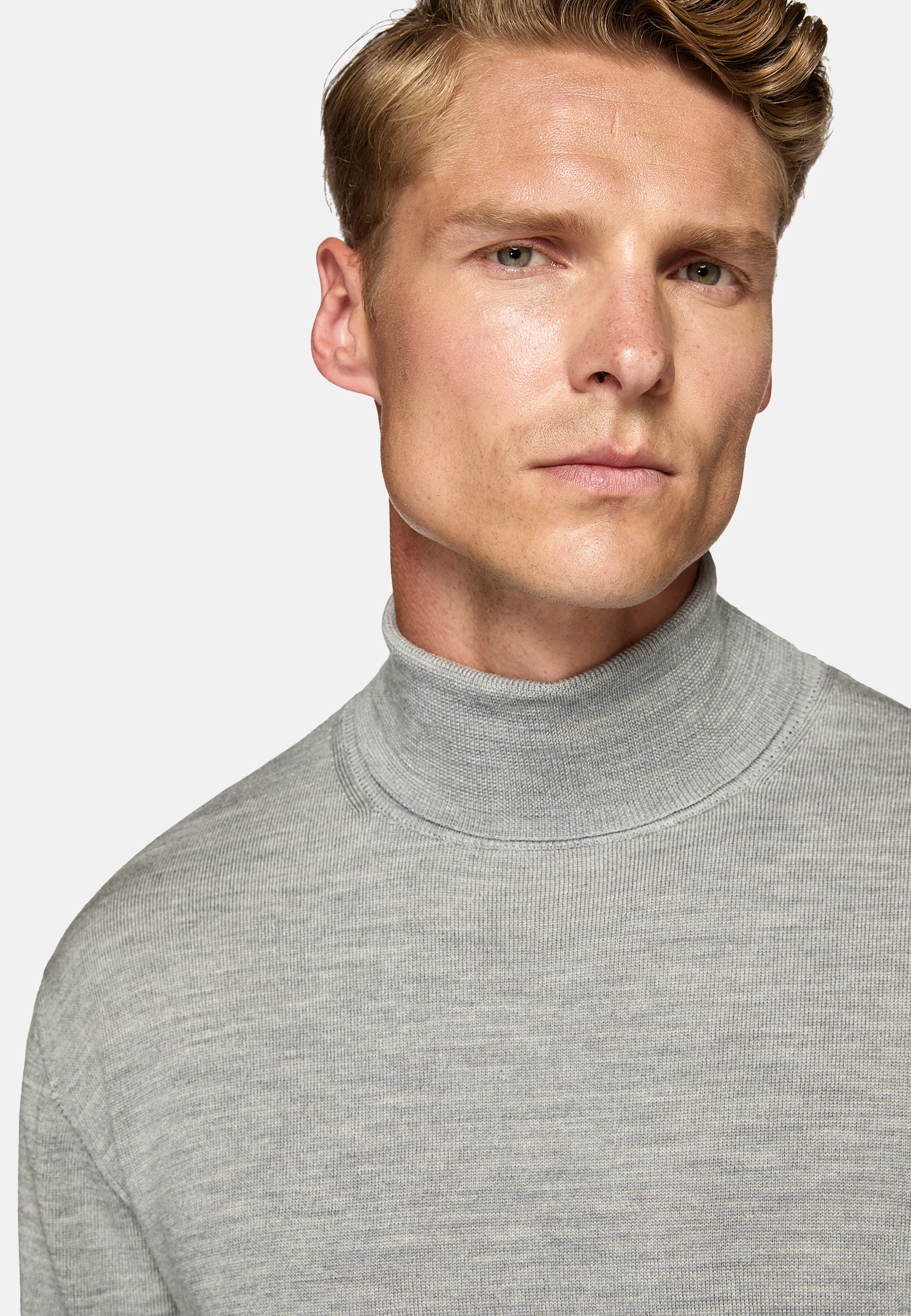 Maglia Dolcevita Grigia In Lana Merino