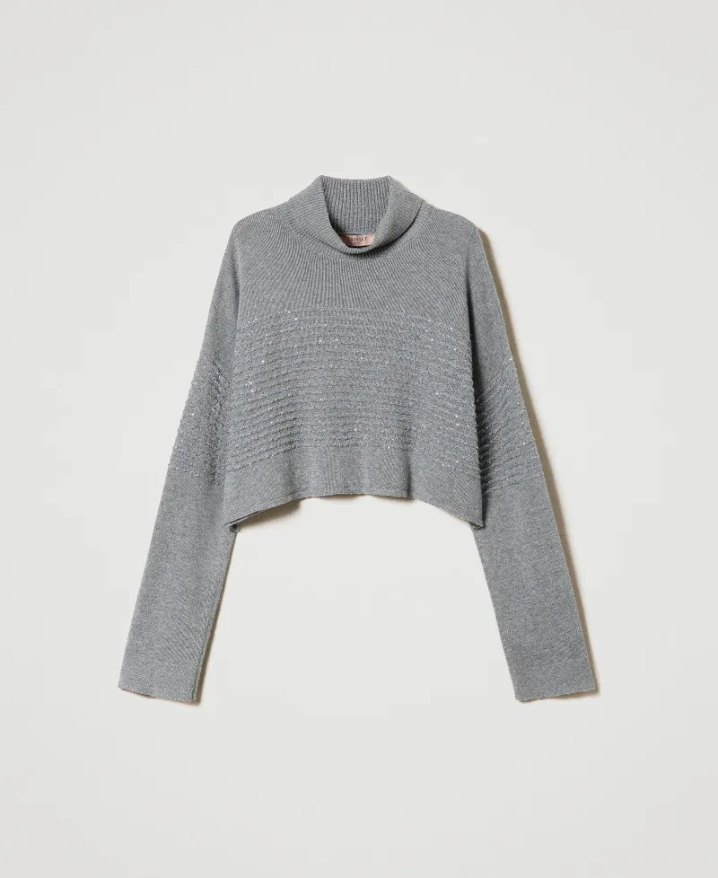 Maglia dolcevita in misto lana con paillettes