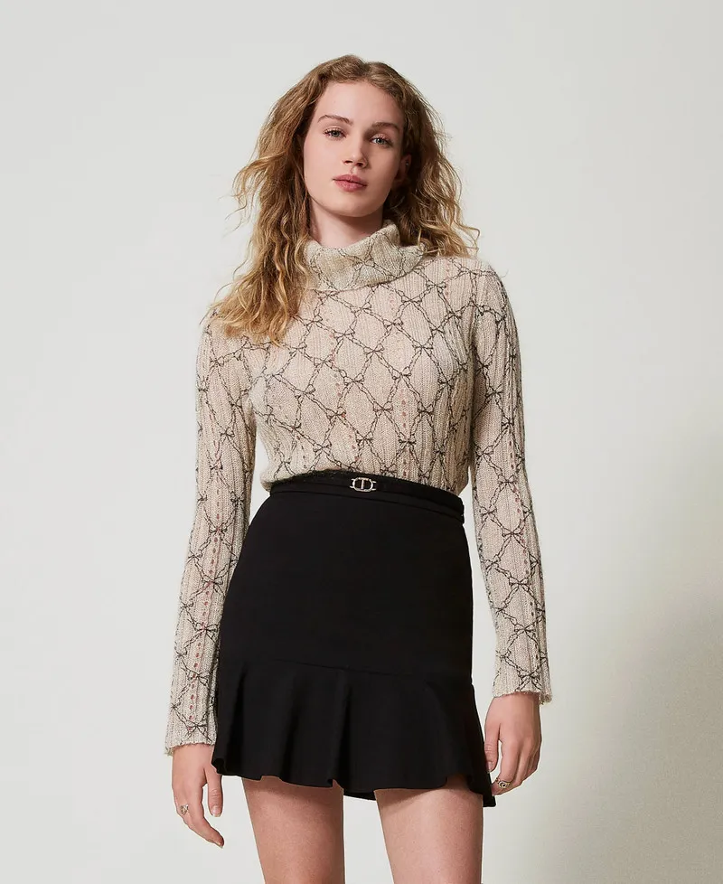 Maglia dolcevita in misto mohair stampato