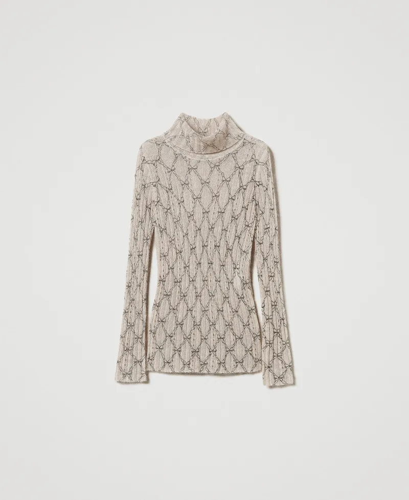 Maglia dolcevita in misto mohair stampato