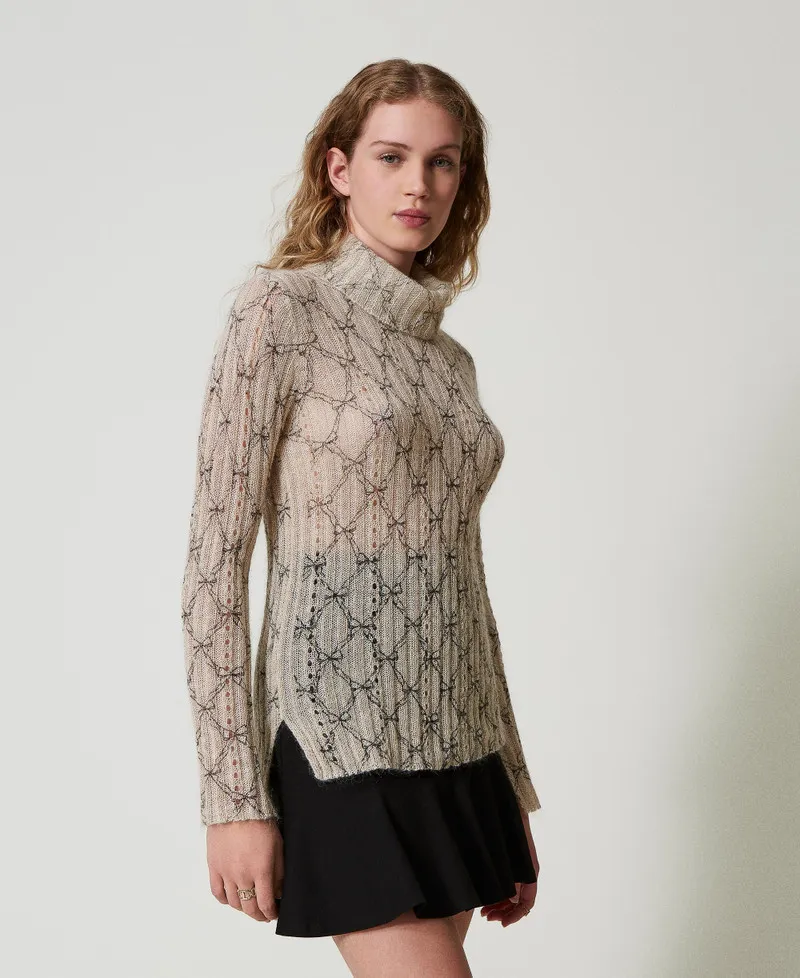 Maglia dolcevita in misto mohair stampato
