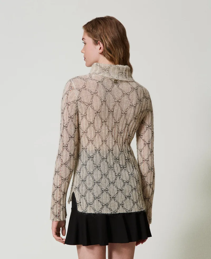 Maglia dolcevita in misto mohair stampato