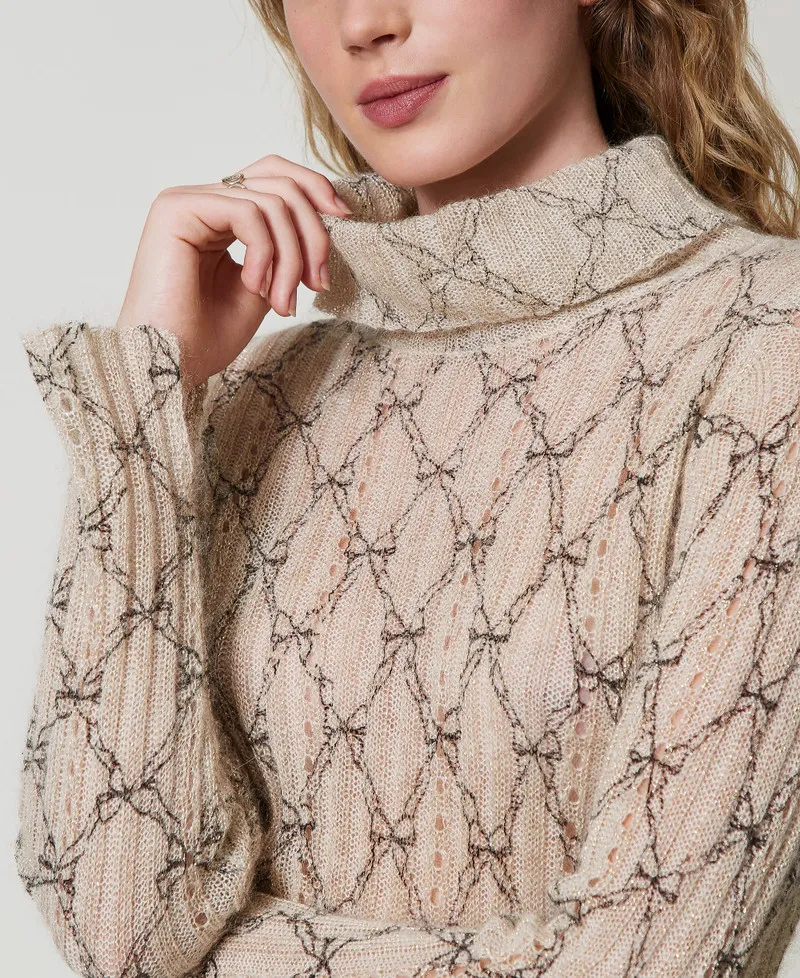 Maglia dolcevita in misto mohair stampato