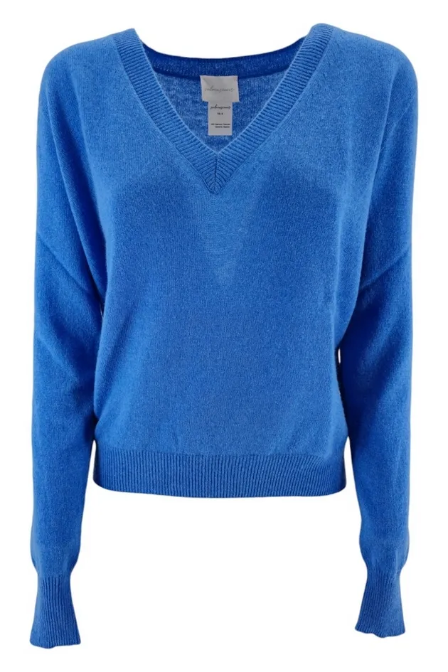 maglia donna scollo a v bluette