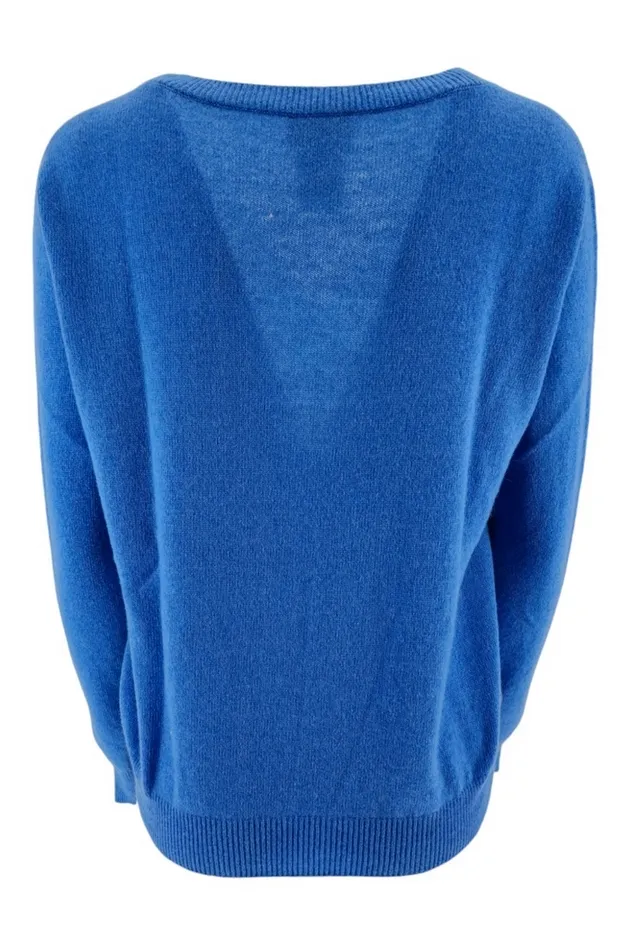 maglia donna scollo a v bluette