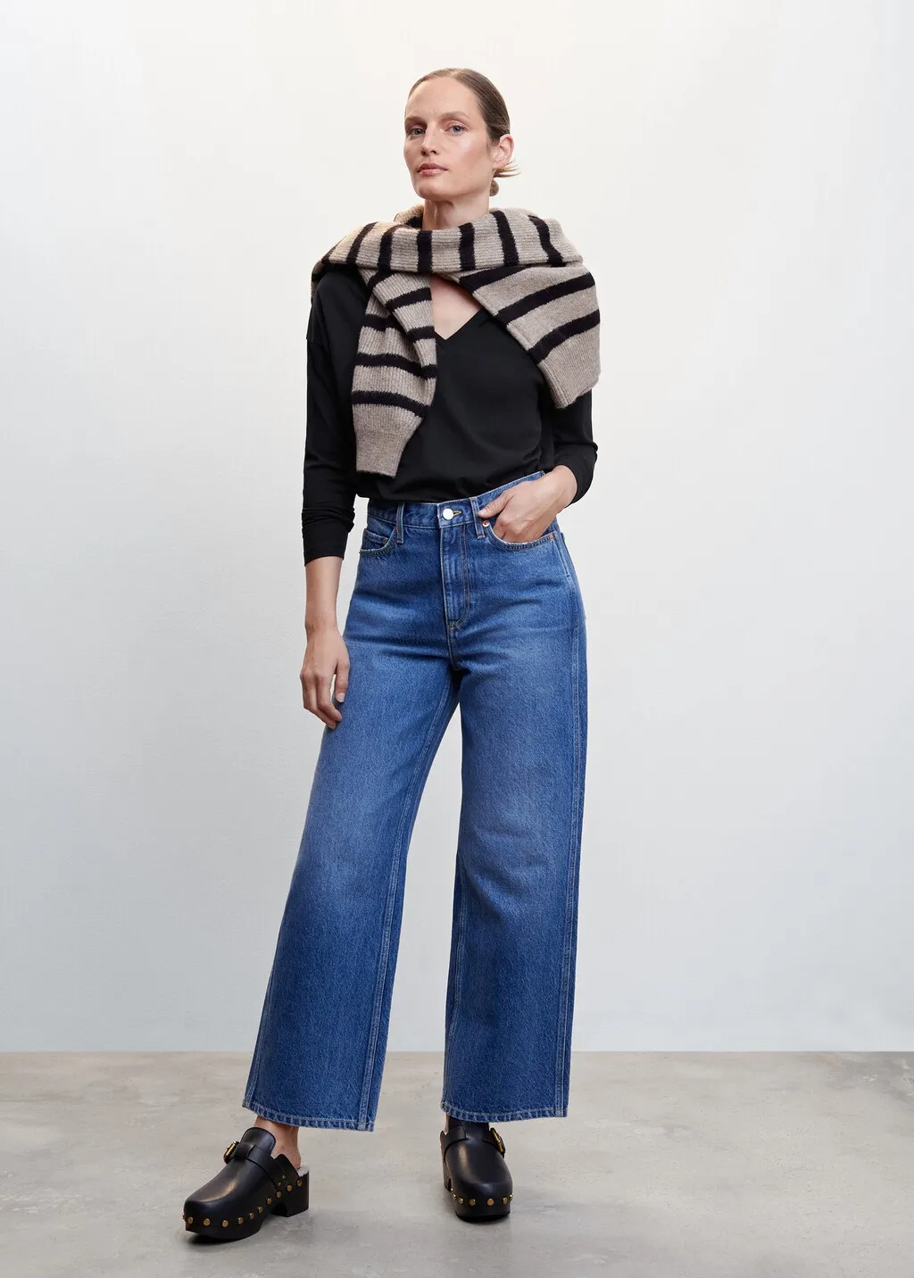 Maglietta cotone collo a V