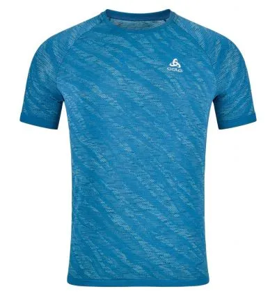 Maglietta da running Odlo Zeroweight Ceramicool (blue wing teal - space dye) uomo