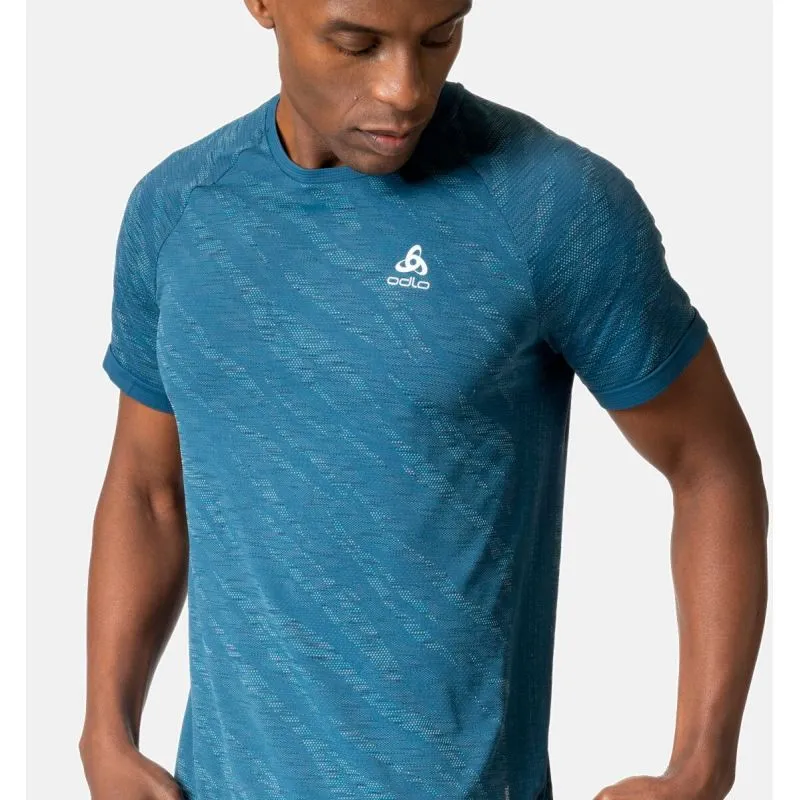 Maglietta da running Odlo Zeroweight Ceramicool (blue wing teal - space dye) uomo