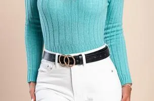 Maglietta in maglia a maniche lunghe, menta
