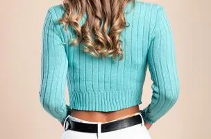 Maglietta in maglia a maniche lunghe, menta