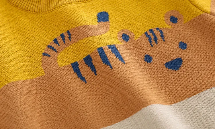 Maglione jacquard a doppio strato tigre e coccodrillo per bambino