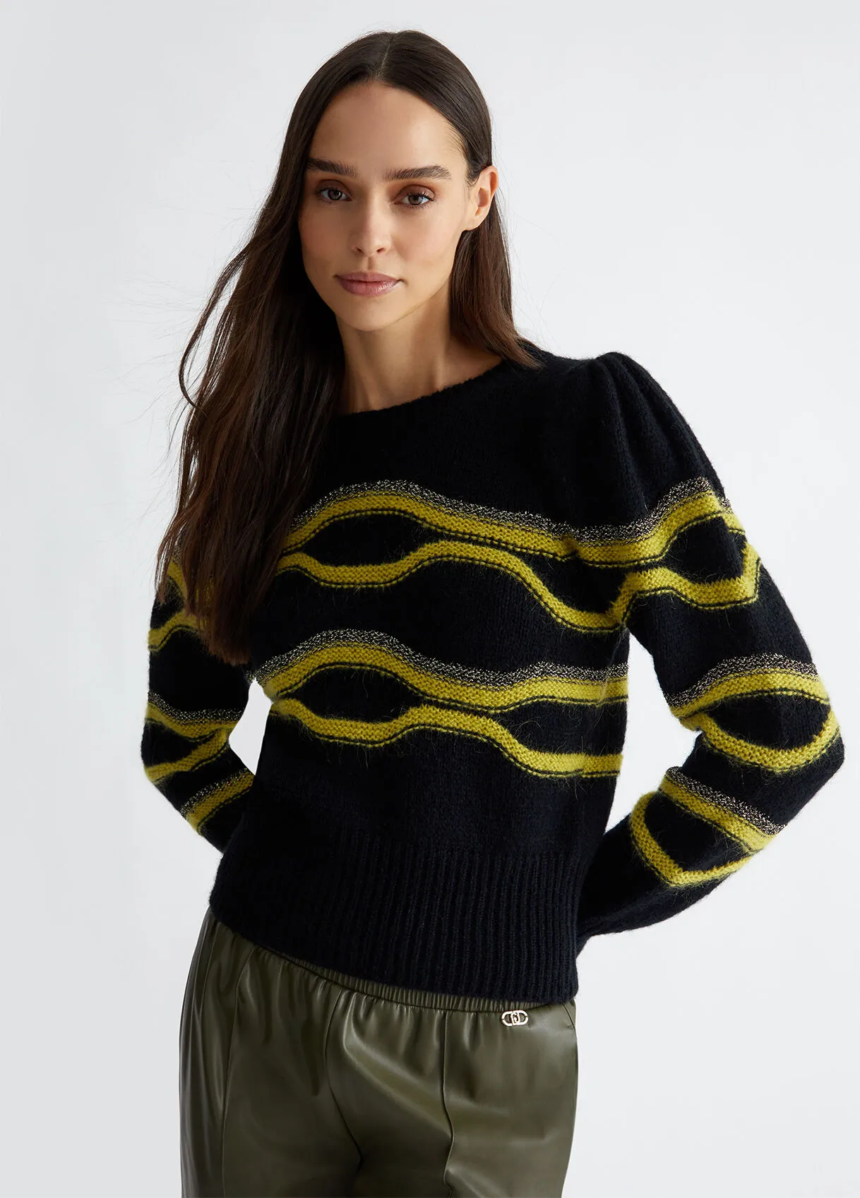 Maglione jacquard in misto alpaca
