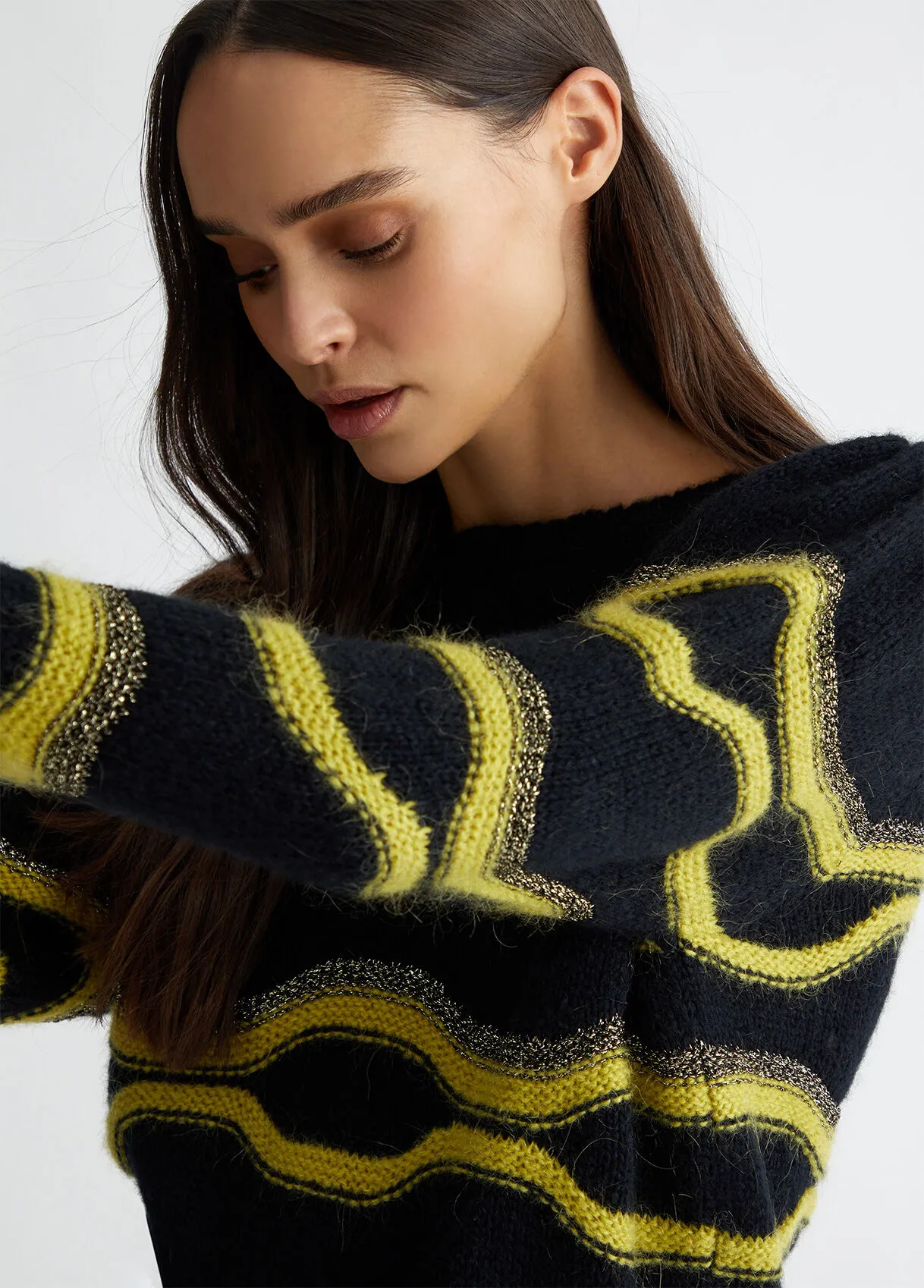 Maglione jacquard in misto alpaca