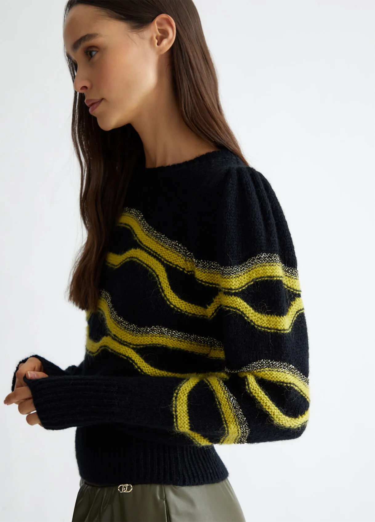 Maglione jacquard in misto alpaca