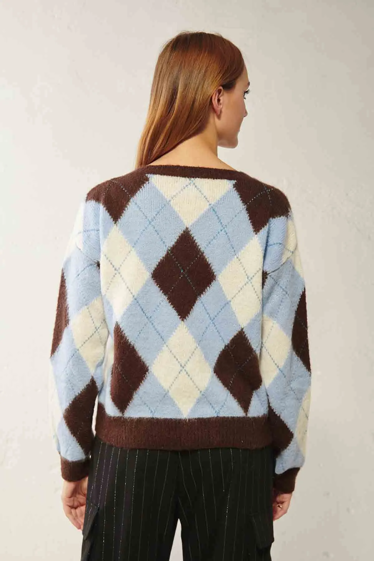 MC2 SAINT BARTH Maglia jacquard a rombi scollo a V