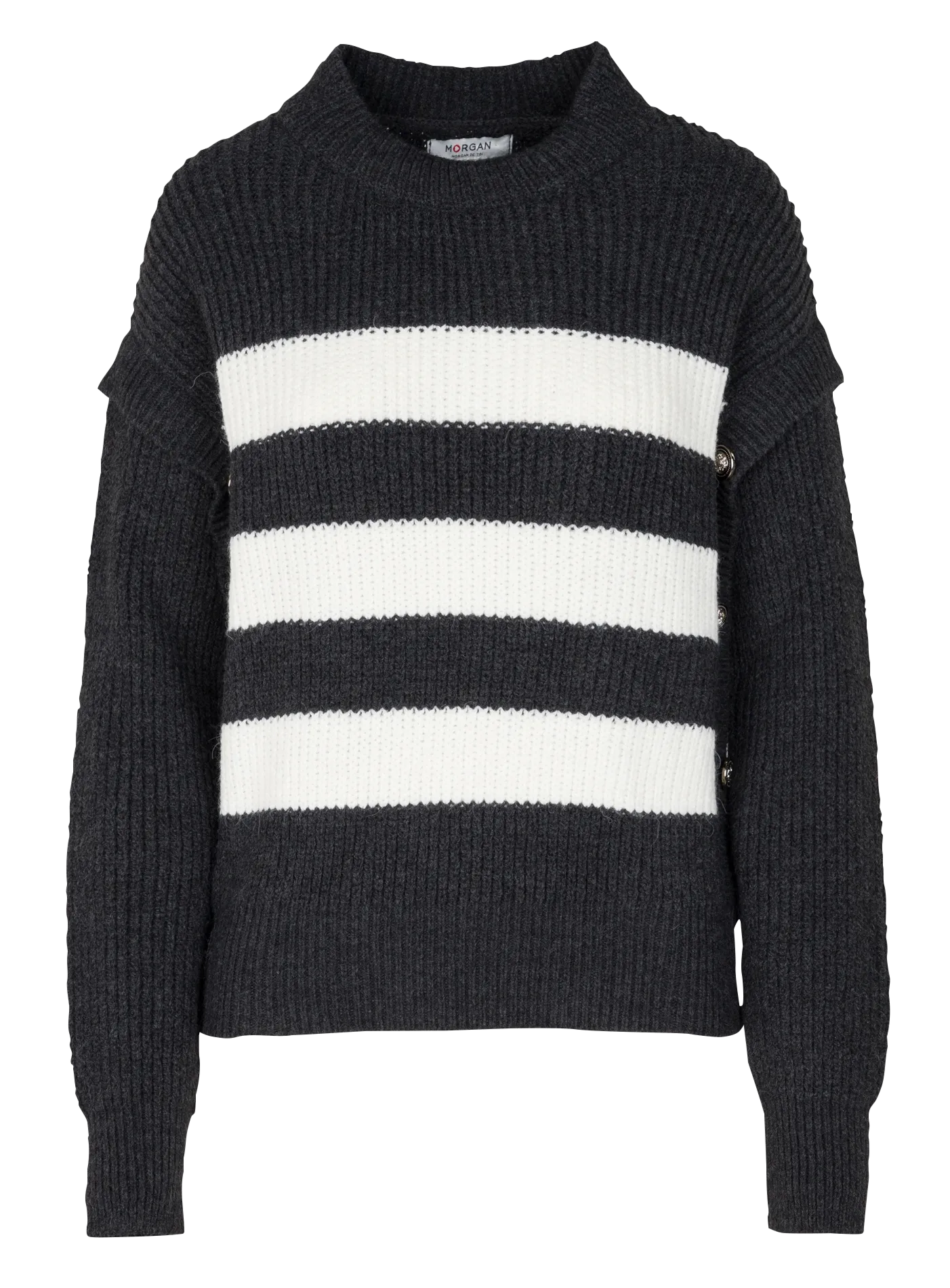  MORGAN   MCHARLY - Maglione a taglio dritto in maglia a costine | Grigio