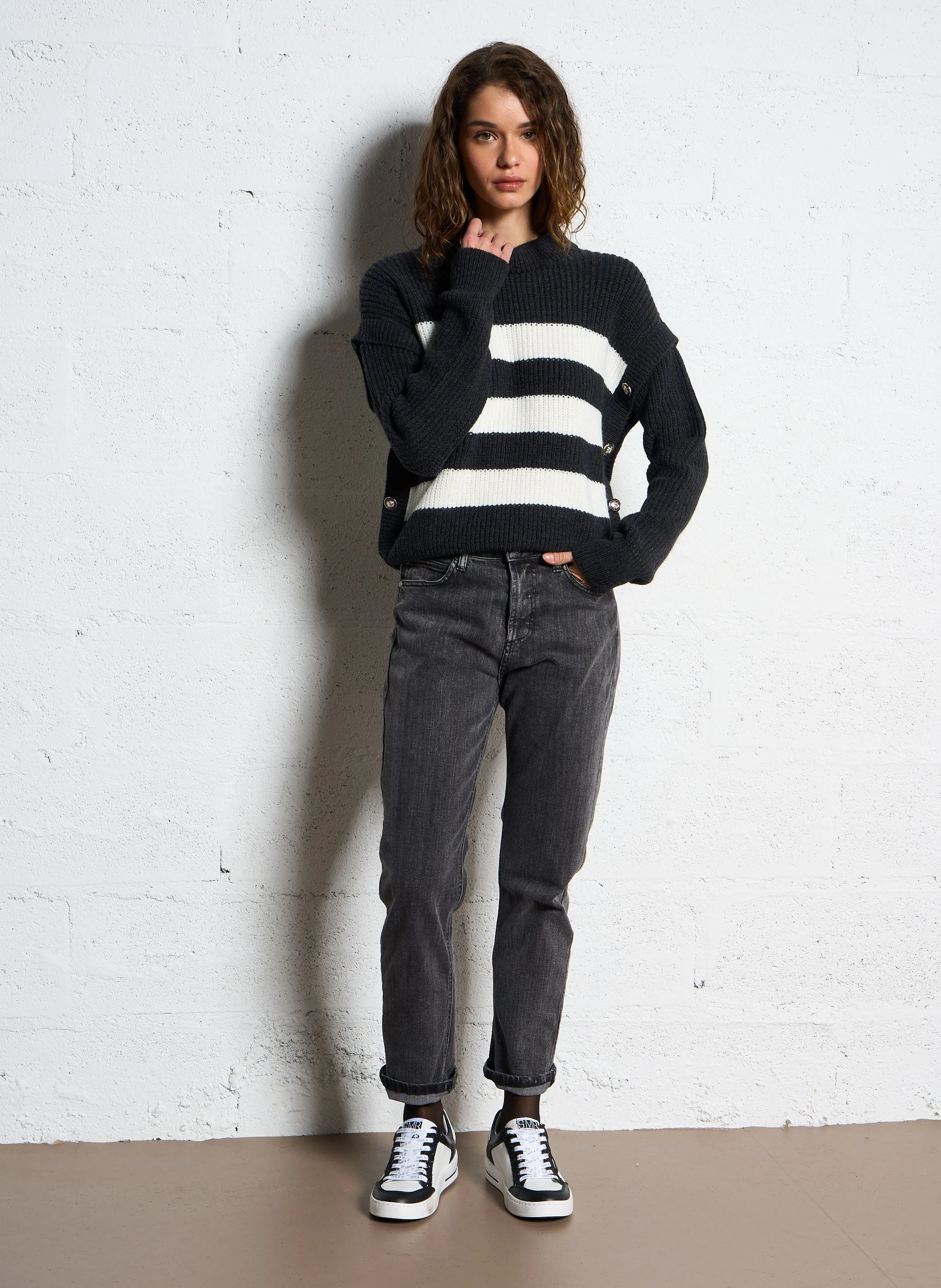  MORGAN   MCHARLY - Maglione a taglio dritto in maglia a costine | Grigio