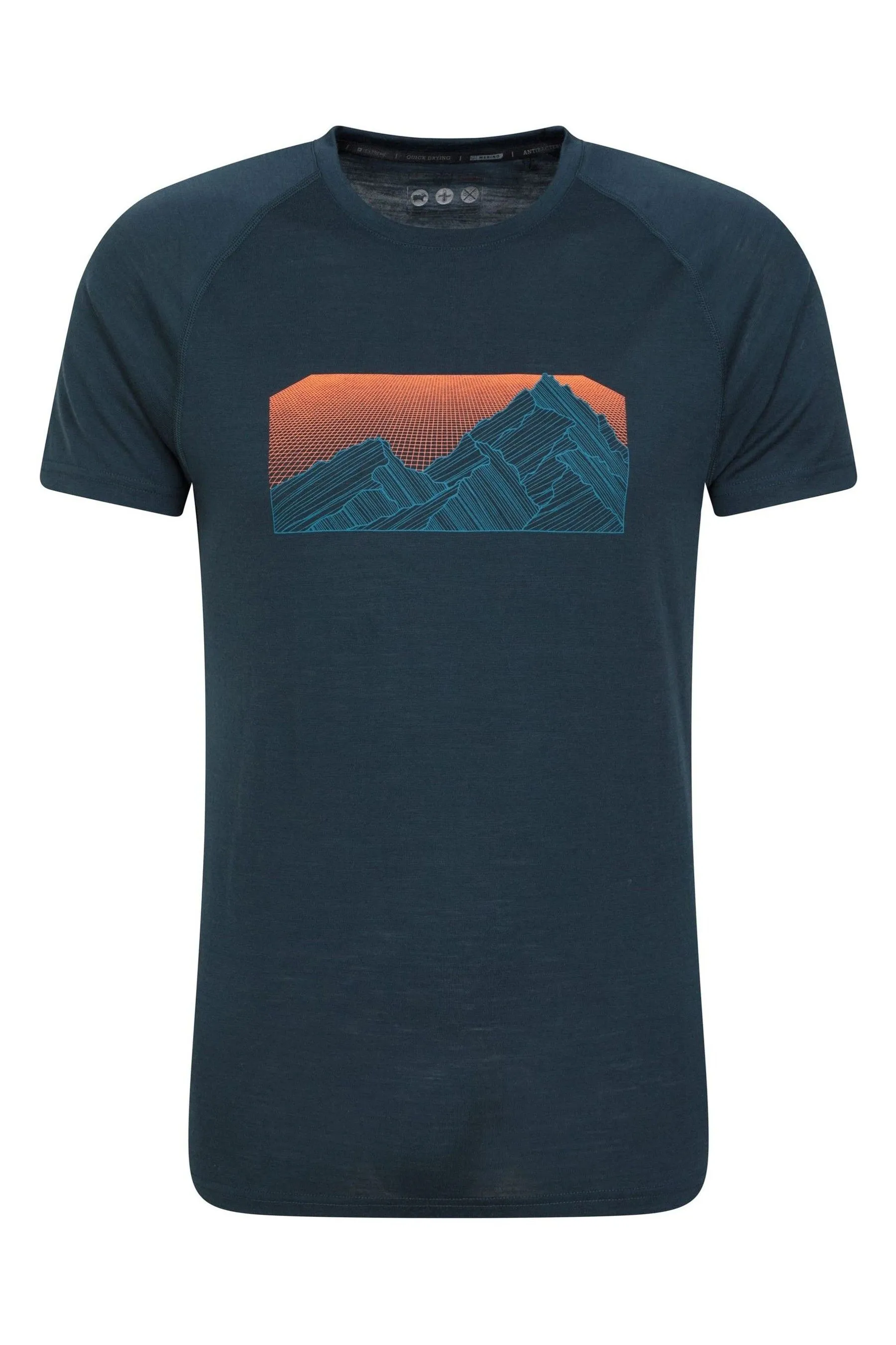 Mountain Warehouse Uomo Quest - T-shirt termica in lana merino stampata