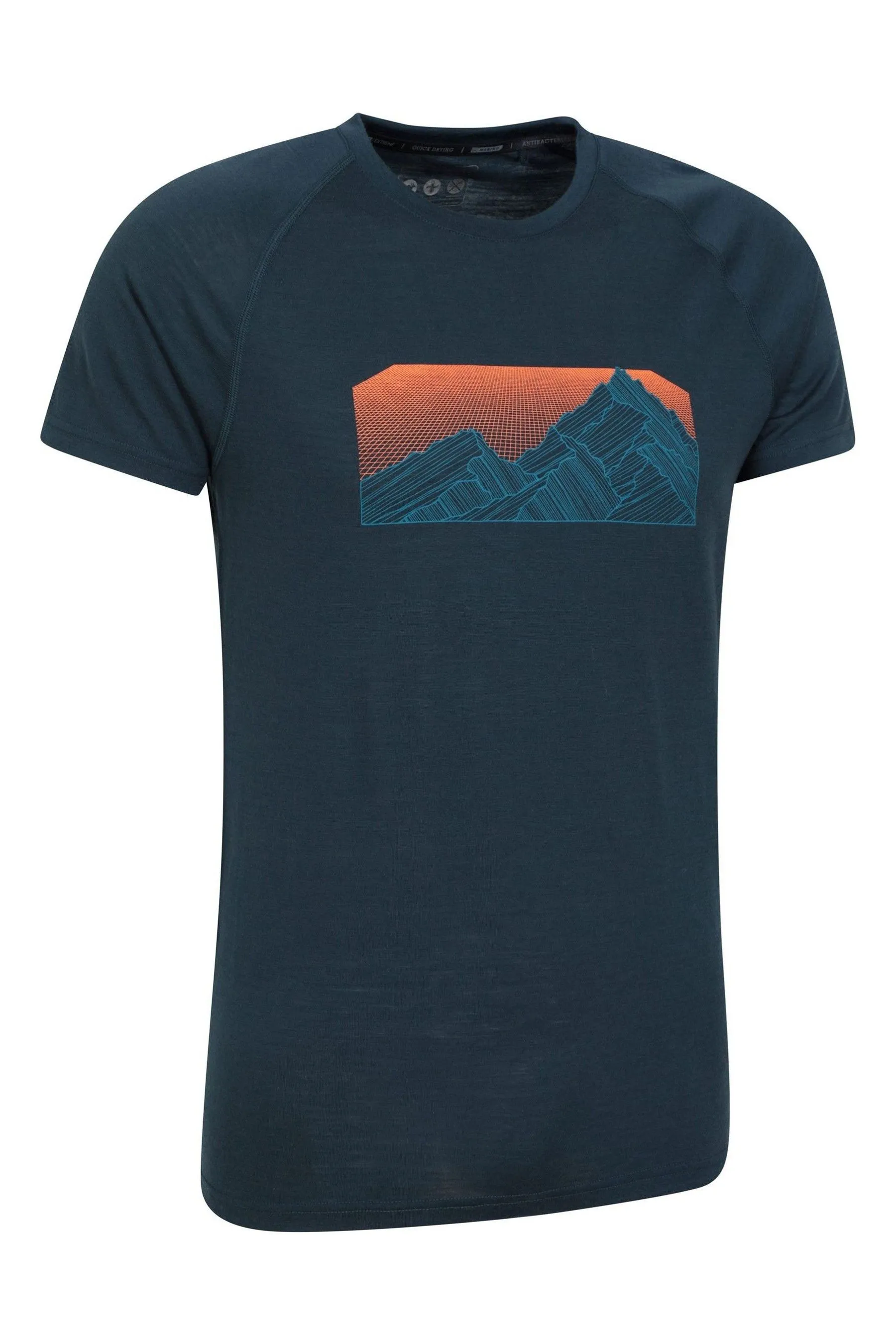Mountain Warehouse Uomo Quest - T-shirt termica in lana merino stampata