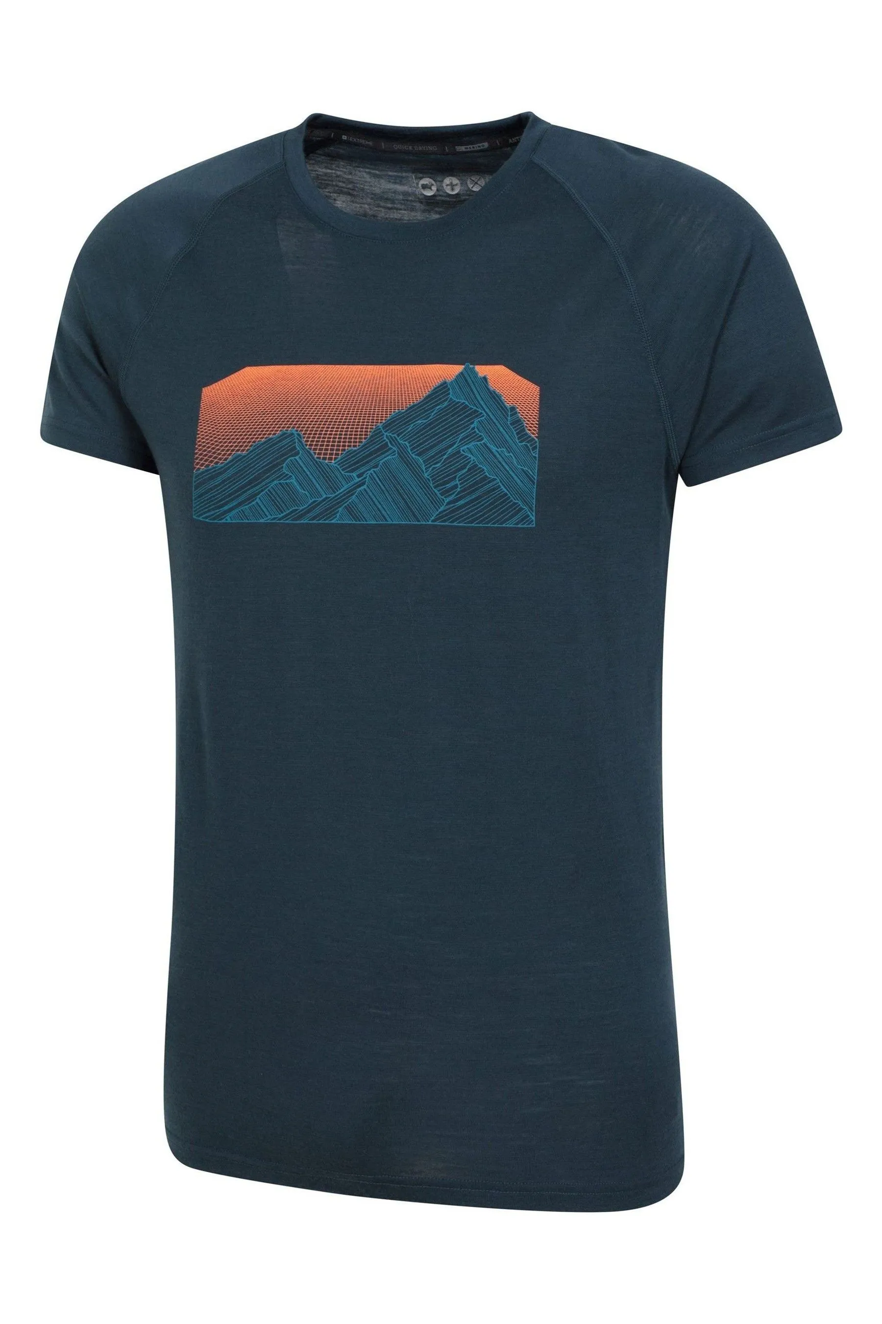 Mountain Warehouse Uomo Quest - T-shirt termica in lana merino stampata