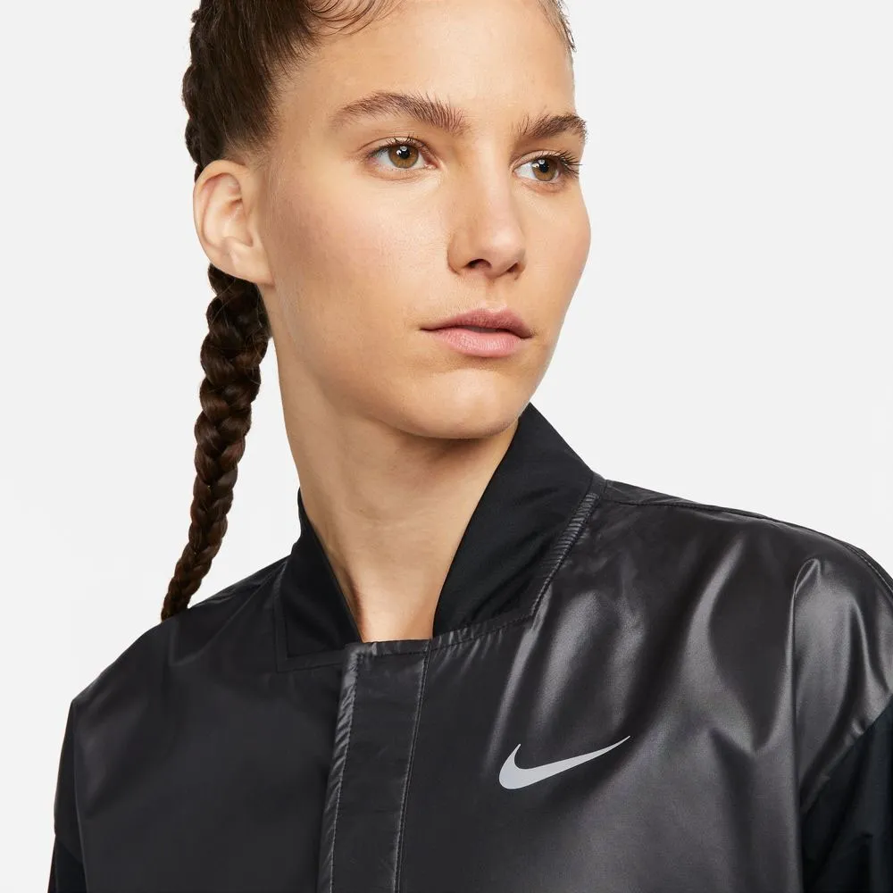 Nike Giacca Running Swoosh Nero Bianco Donna