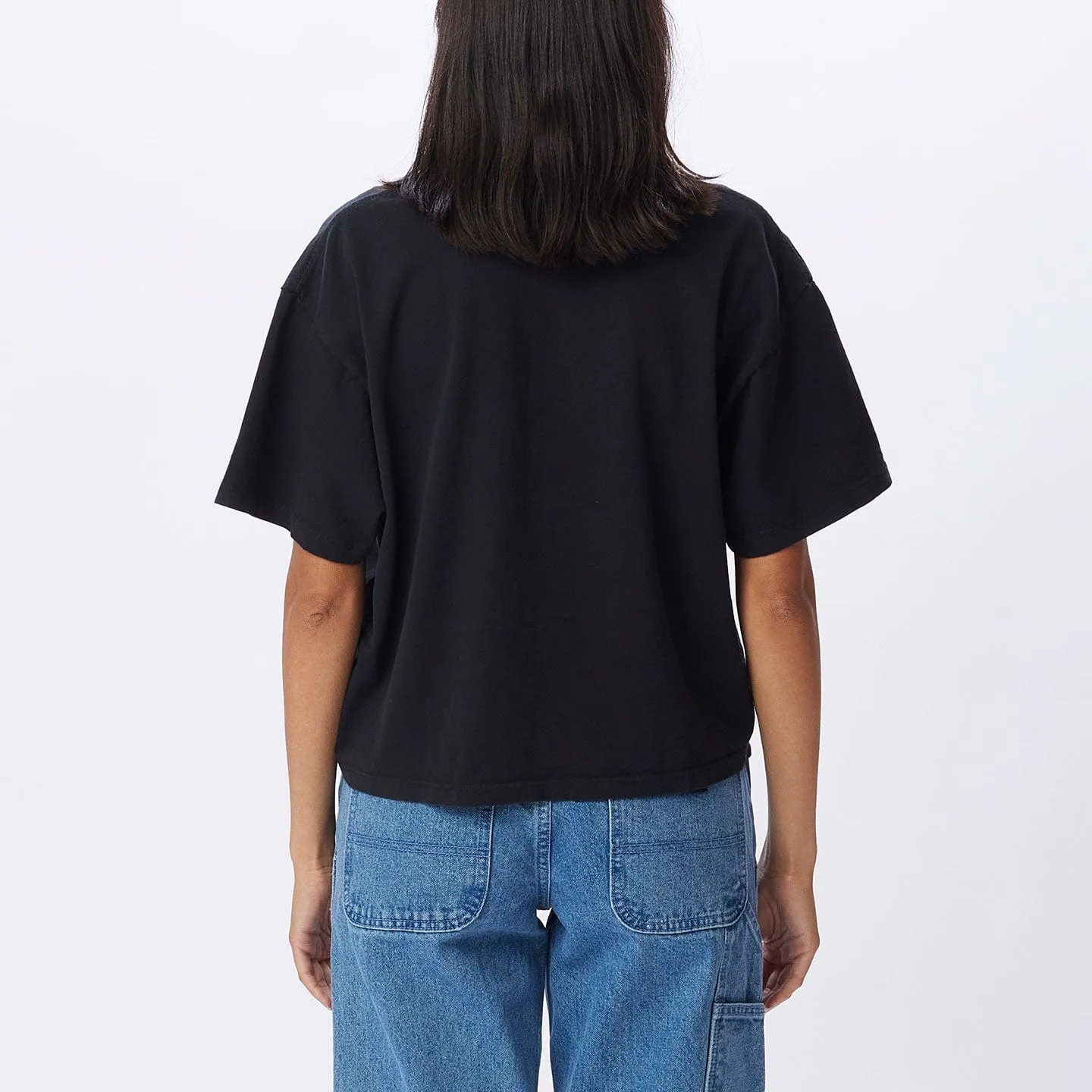 OBEY BUBBLE CUSTOM CROP TEE - OFF BLACK