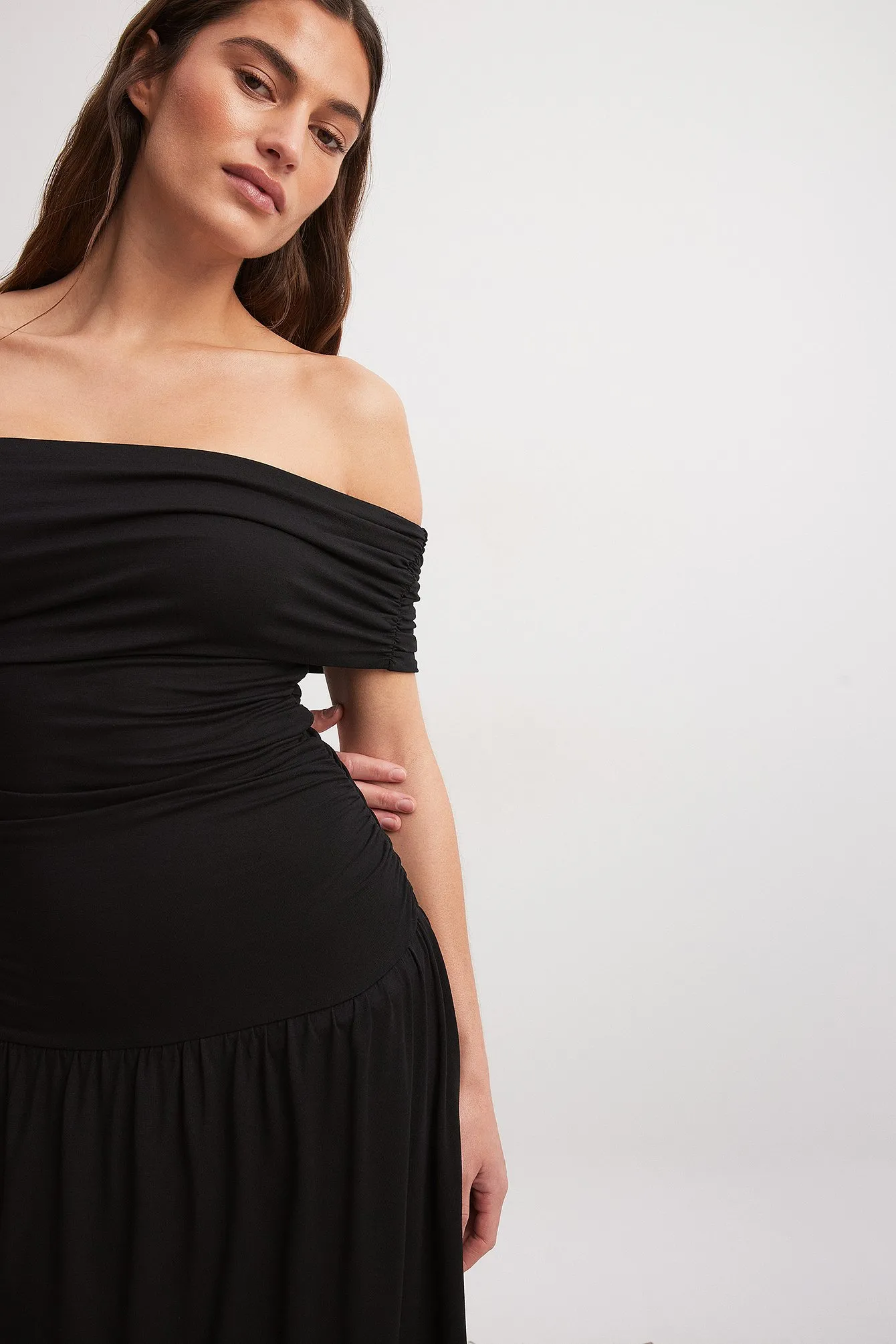 OFF SHOULDER HIP DETAIL MIDI DRESS - Vestito lungo