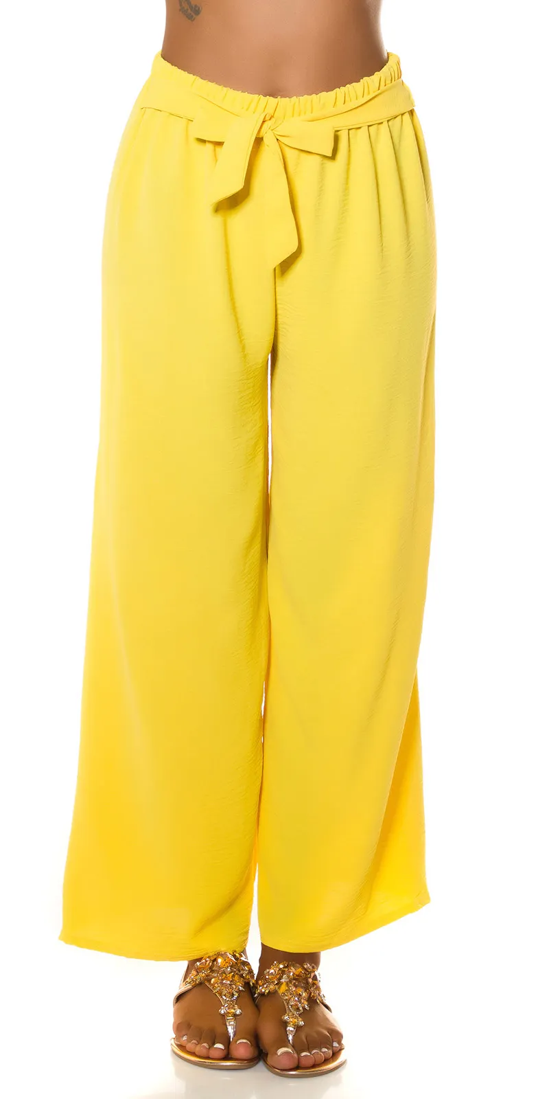 PANTALONE A GAMBA LARGA LE187 GIALLO