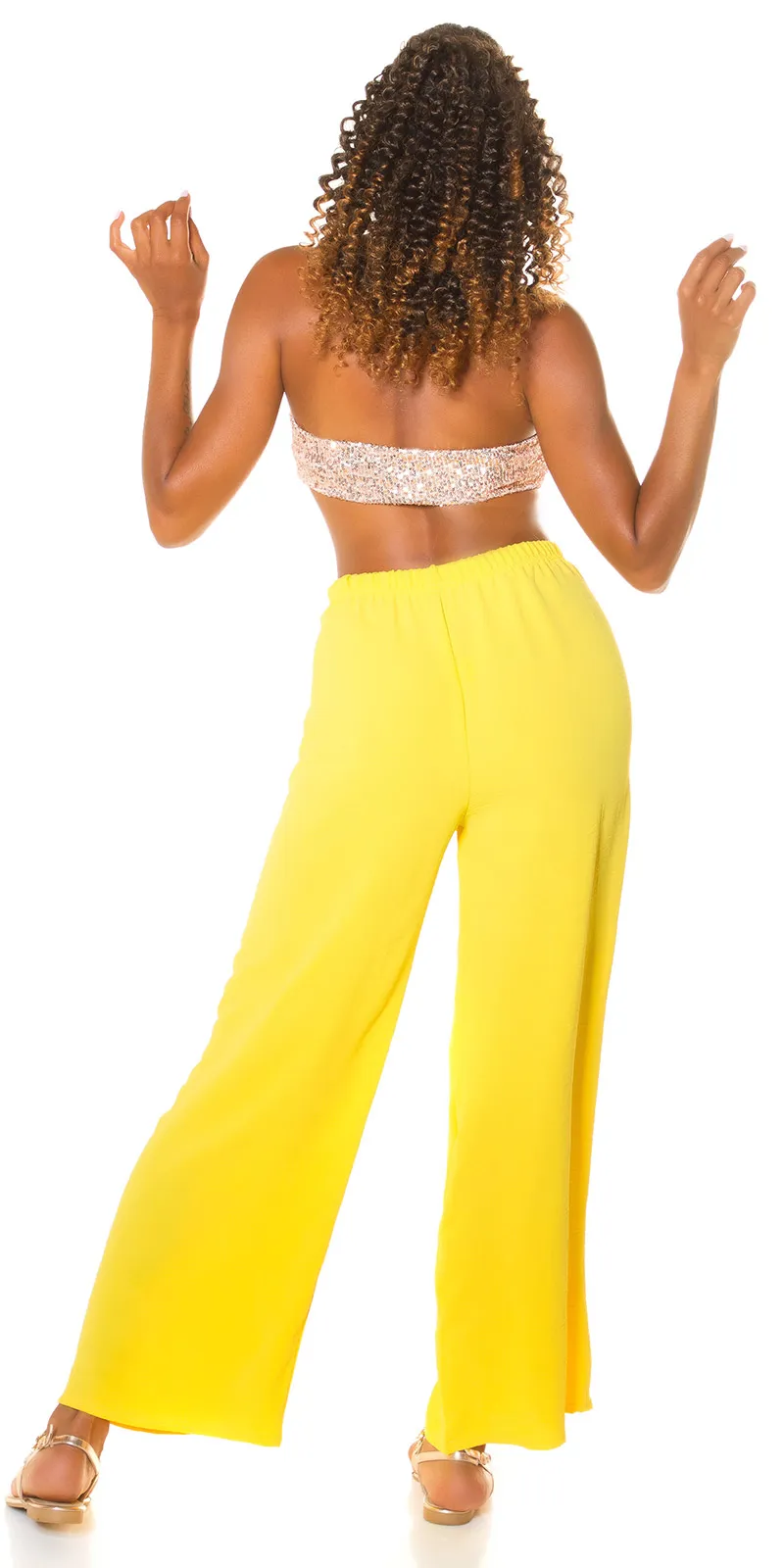 PANTALONE A GAMBA LARGA LE187 GIALLO