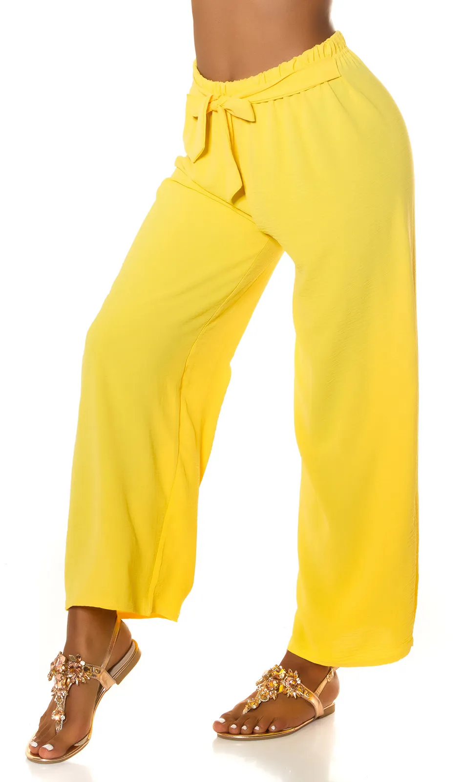 PANTALONE A GAMBA LARGA LE187 GIALLO