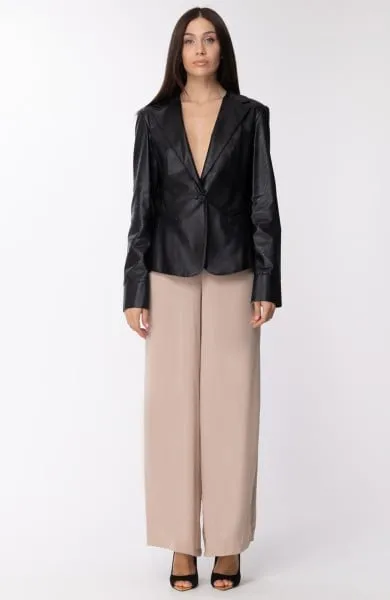 Pantalone a palazzo piiping laterale SABBIA