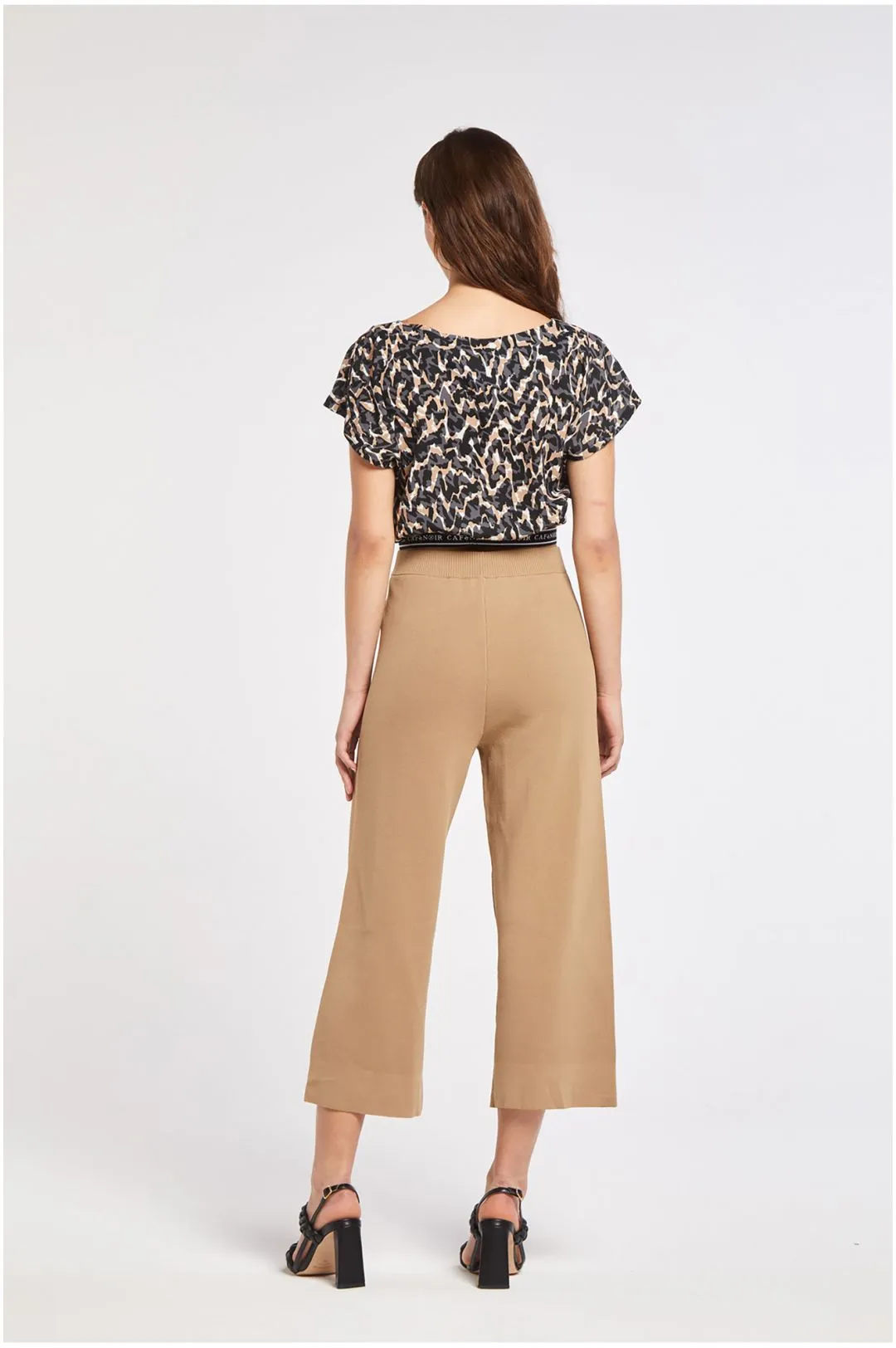 pantalone culotte in filato di viscosa lavorato a jacquard ginger