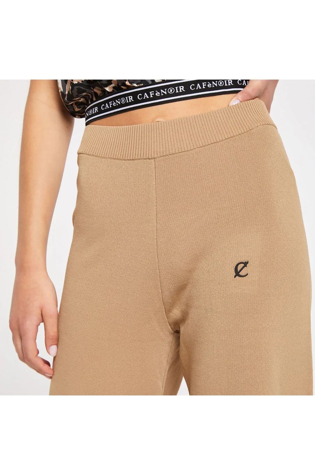 pantalone culotte in filato di viscosa lavorato a jacquard ginger