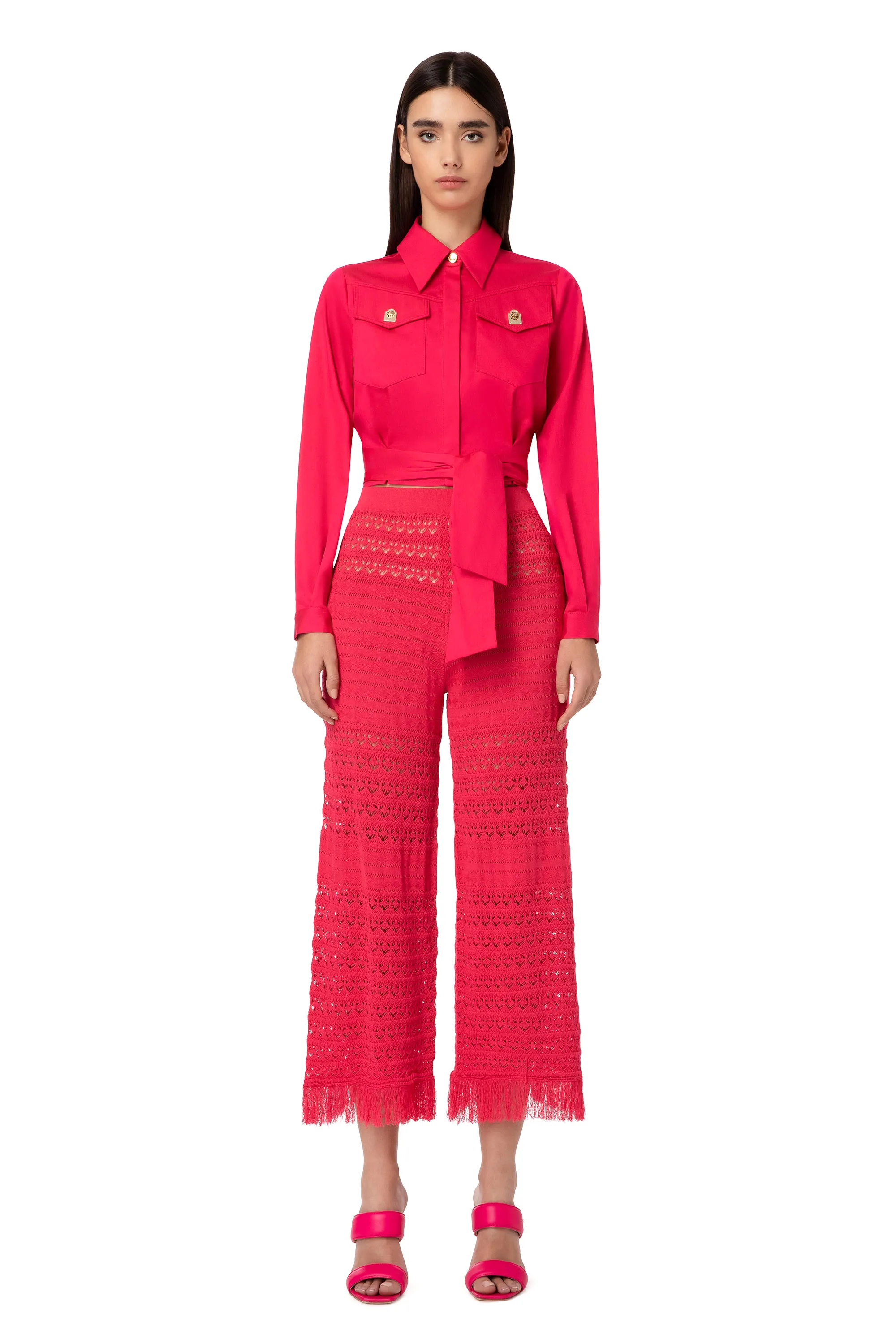 Pantalone palazzo in punto pizzo