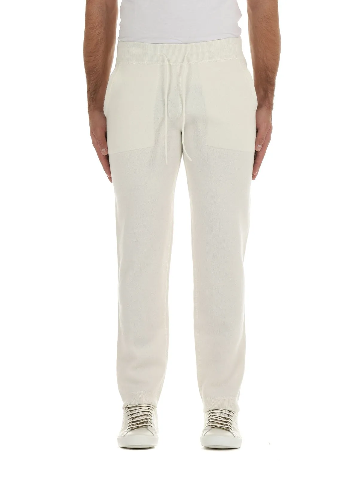 PANTALONE TUTA JOGGER BIANCO IN LANA MERINO