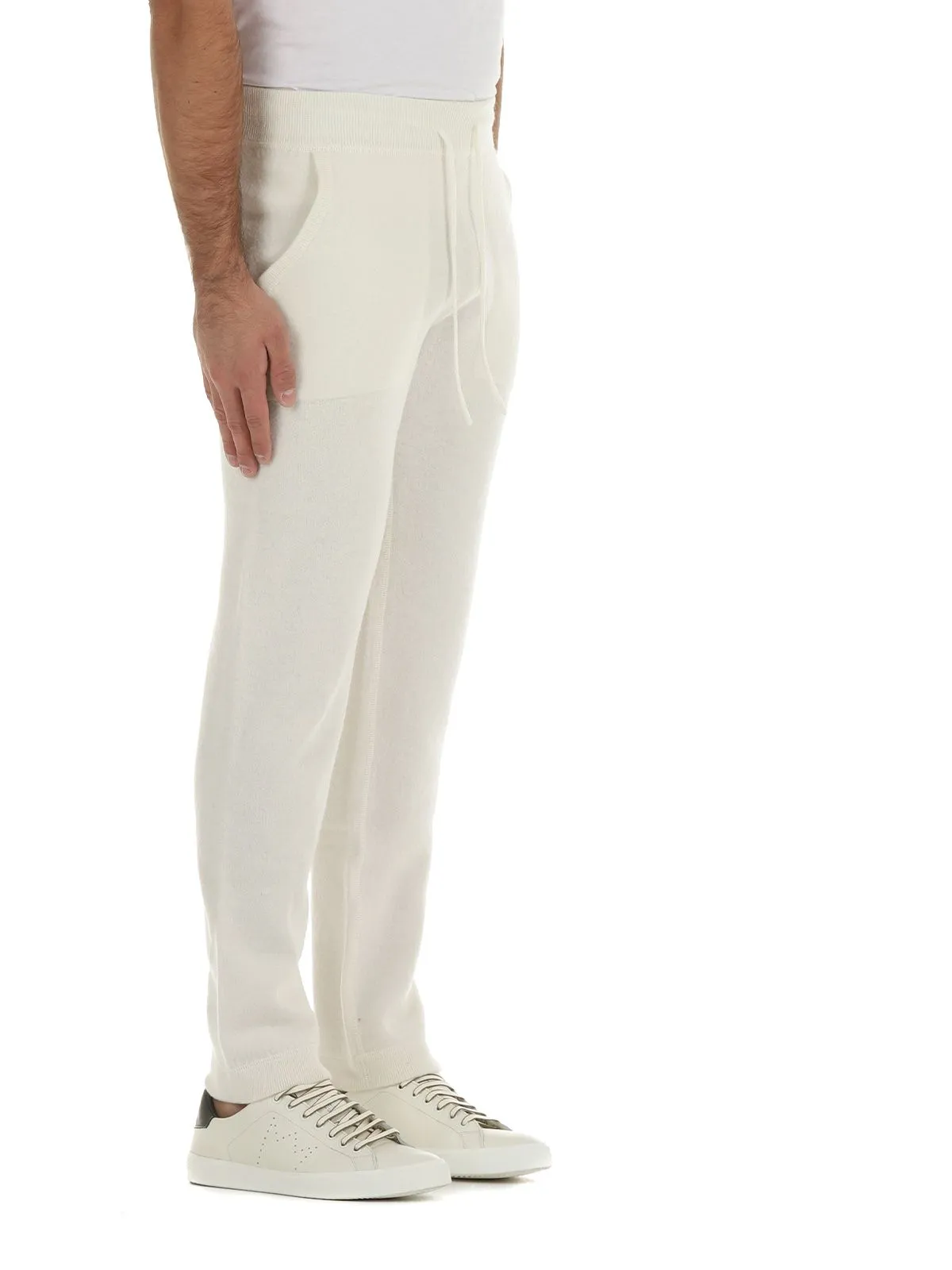 PANTALONE TUTA JOGGER BIANCO IN LANA MERINO