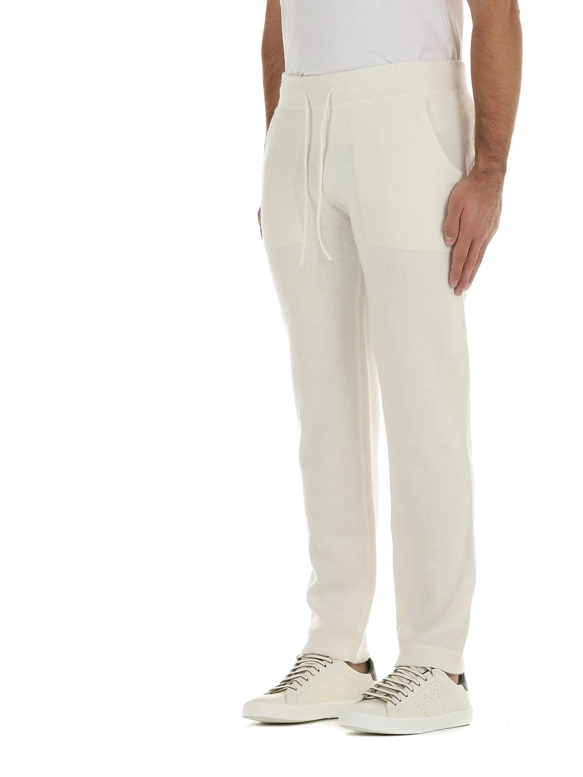 PANTALONE TUTA JOGGER BIANCO IN LANA MERINO