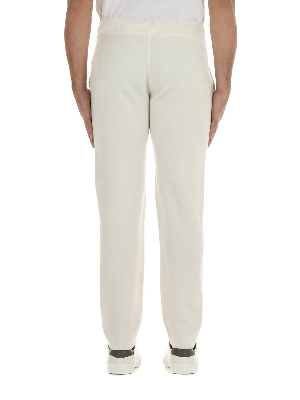 PANTALONE TUTA JOGGER BIANCO IN LANA MERINO