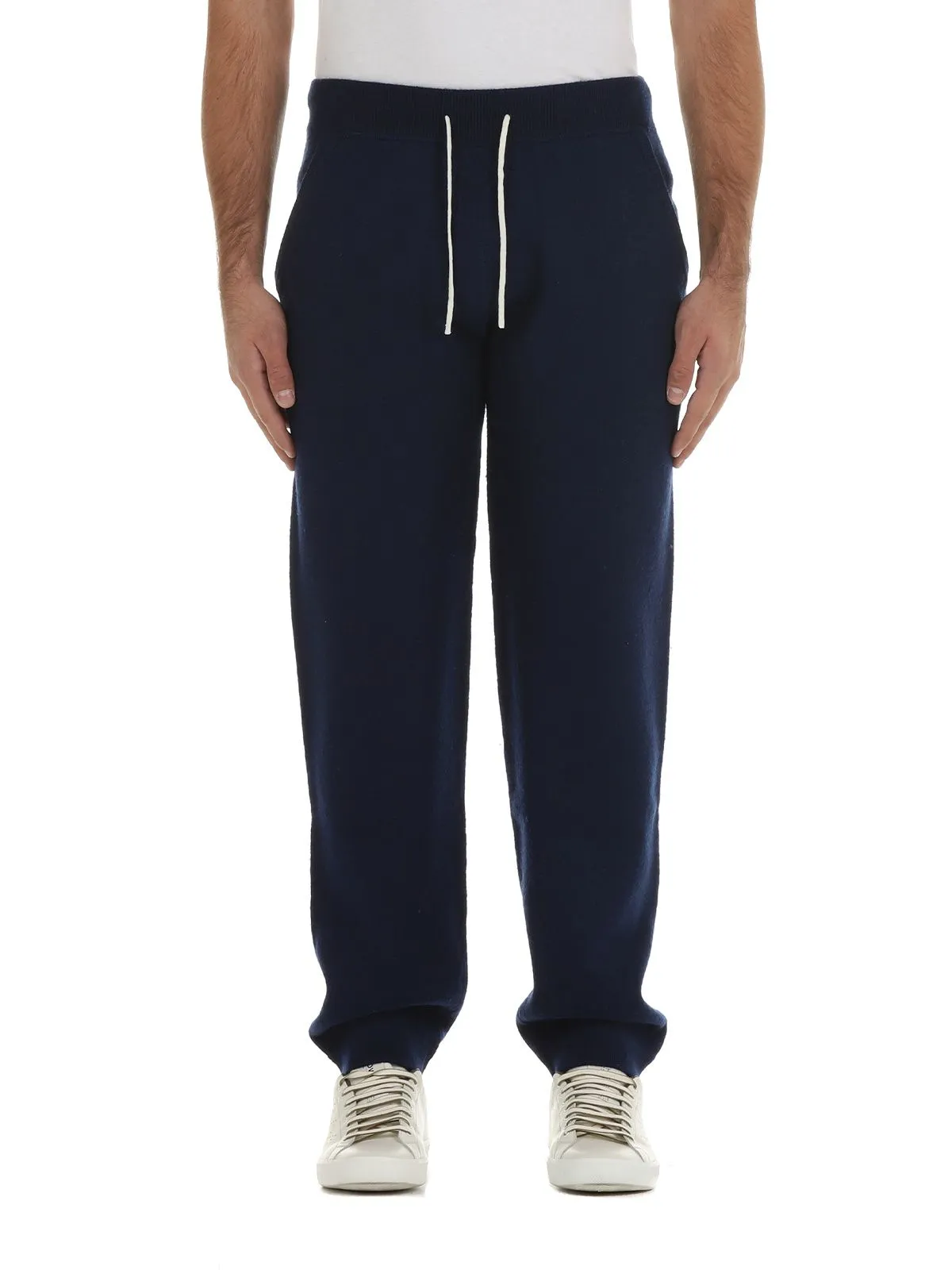 PANTALONE TUTA JOGGER BLU IN LANA MERINO