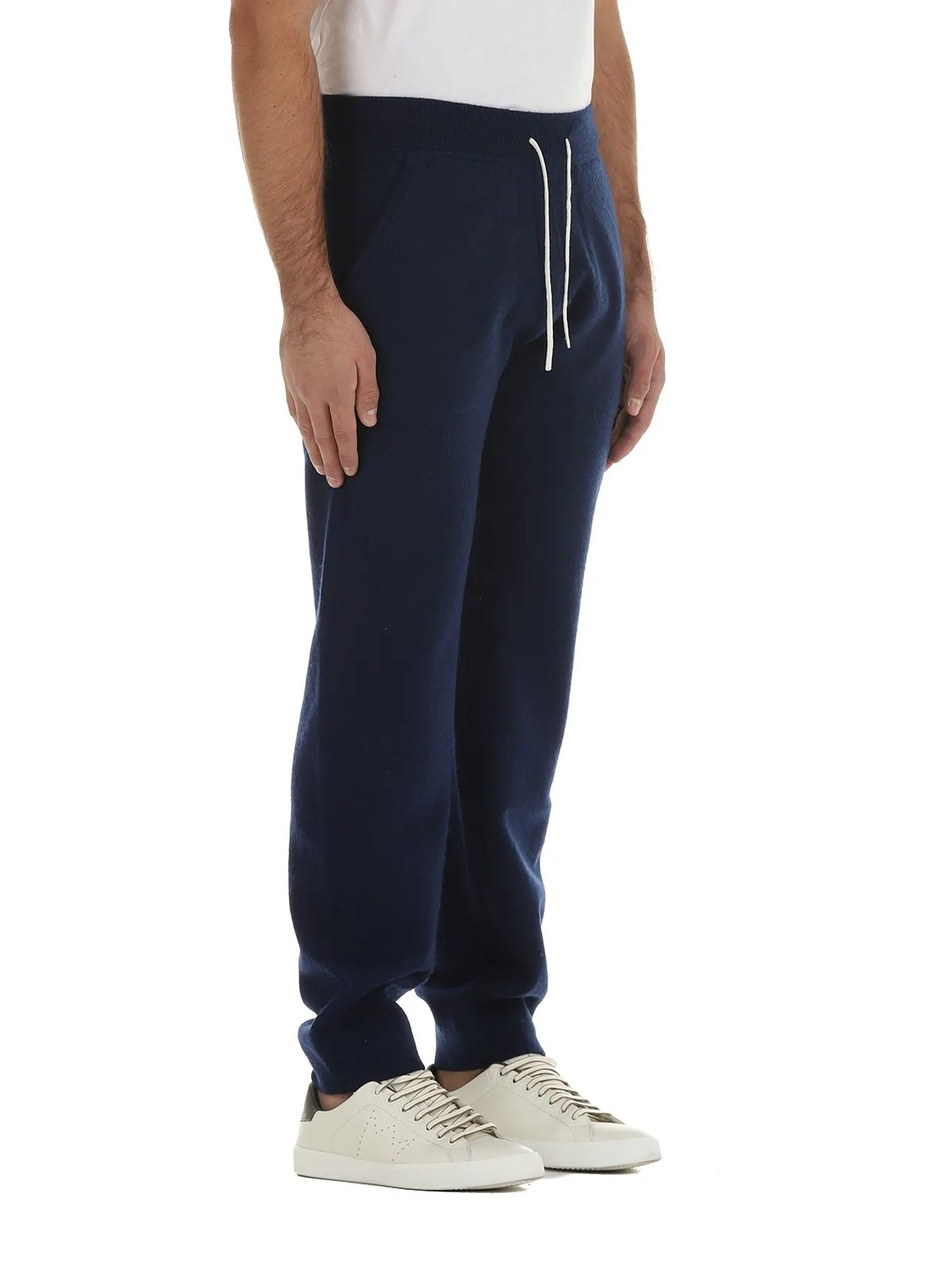 PANTALONE TUTA JOGGER BLU IN LANA MERINO