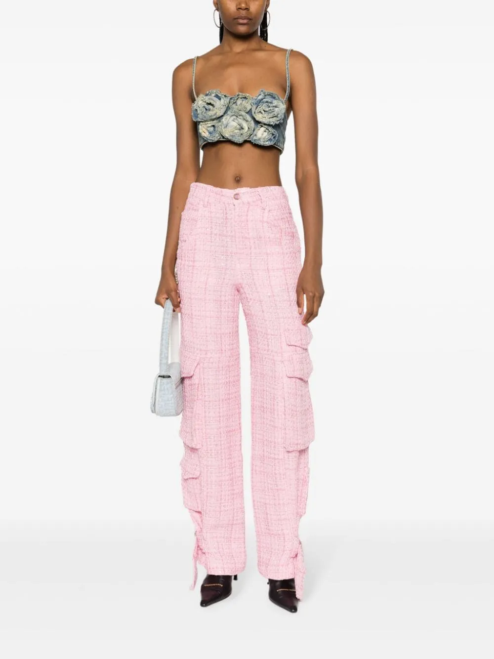 Pantaloni a gamba ampia in rosa - donna